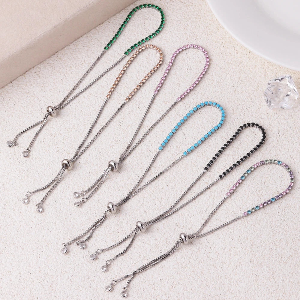 2 mm Adjustable Rainbow Tennis Bracelet – Colorful Zircon Charm for Women