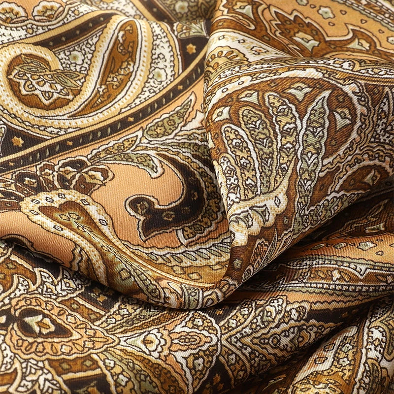 Bohemian Floral Silk Scarf – Luxury Square Satin Wrap for Hair, Neck & Hijab