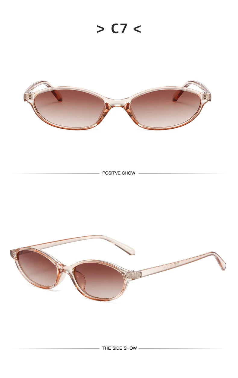 Retro Oval Sunglasses – Trendy Small Frame Cat Eye Design with Sun Protection