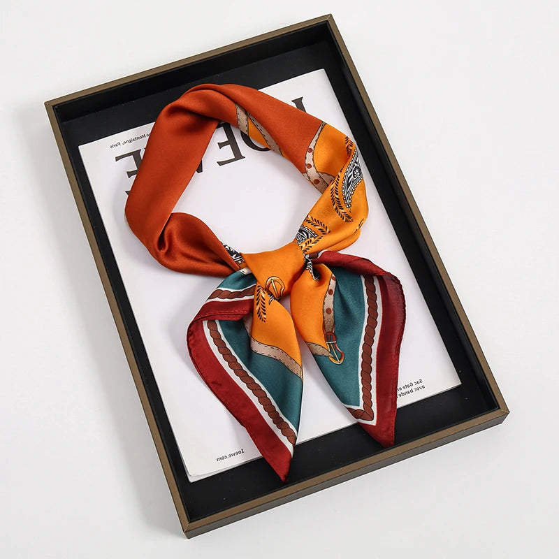 Luxury Square Silk Scarf – Elegant Satin Hijab & Headband Wrap for Women
