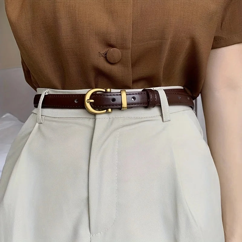 Retro Thin Belt – Simple Antique-Style Cut-Edge Jeans Belt for Women & Teens