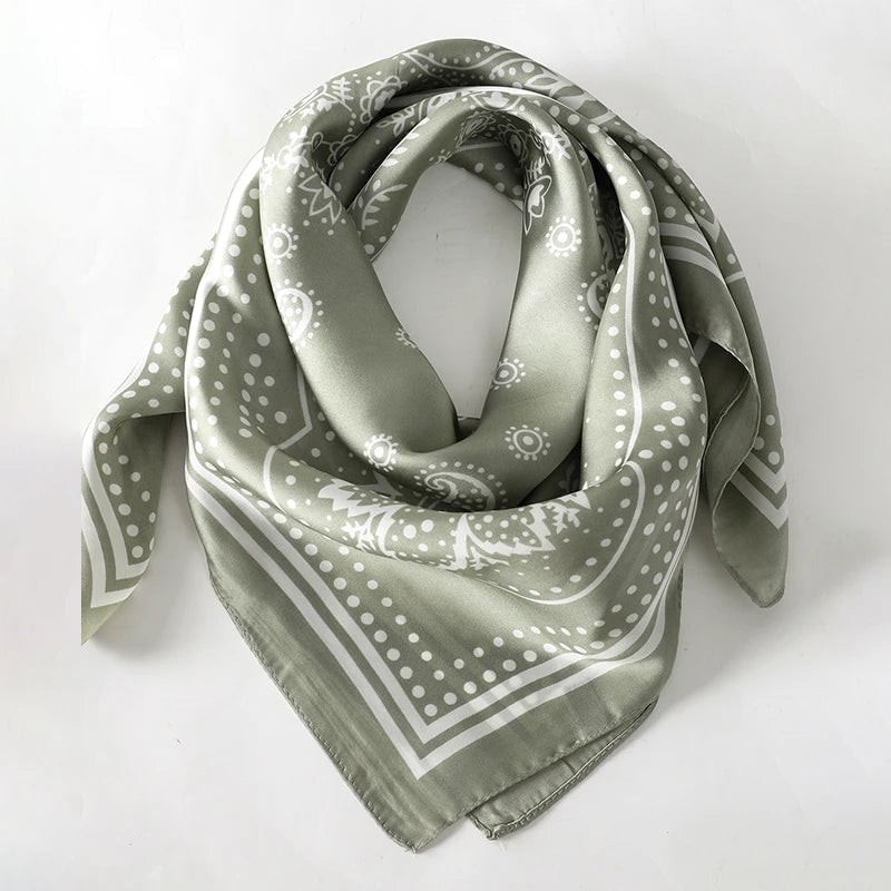 Floral Silk Hair Scarf – Elegant Spring Print Bandana for Hair, Neck & Head Styling
