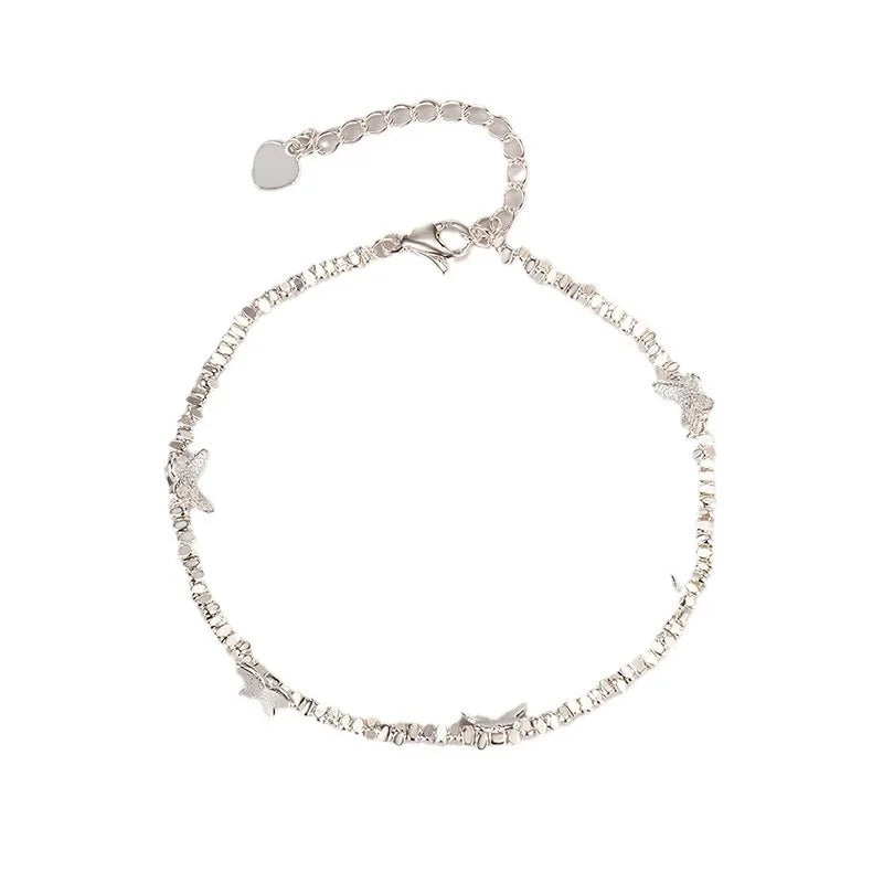 VENTFILLE 925 Silver Butterfly Bracelet – Cute Beaded String Design for Girls