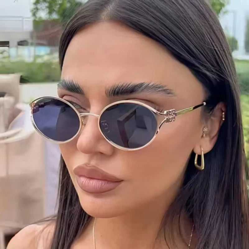 Metallic Cat Eye Sunglasses – Retro Small Frame Unisex UV Protection