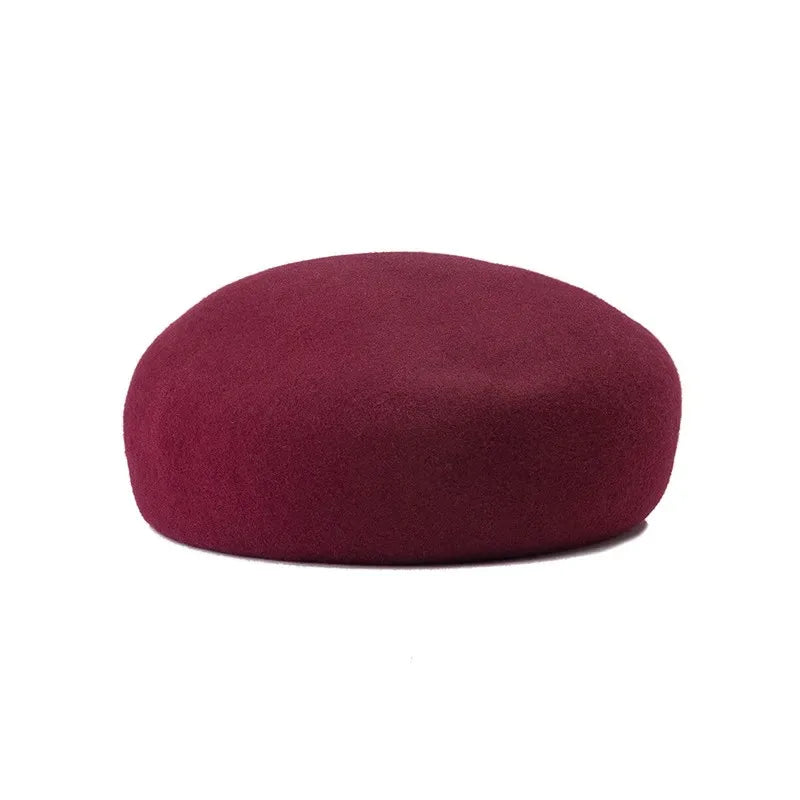 Vintage Wool Felt Beret – Elegant Hard-Top Pillbox Fedora for Weddings & Cocktail Parties