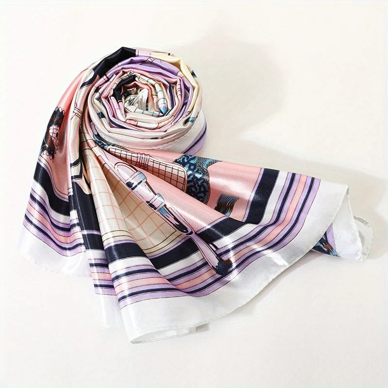 Luxury Silk Square Scarf – Elegant Satin Shawl & Headband Wrap for Women
