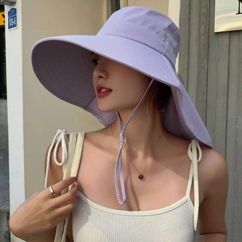 Women’s Wide-Brim Sun Bucket Hat – UPF 50+ Fishing & Safari Style with Neck Cover