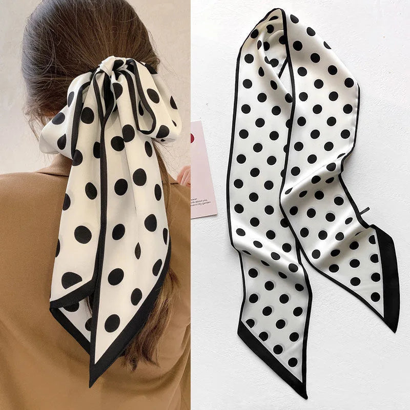 Luxury Horse Print Silk Ribbon Scarf – Thin Long Accessory for Bags, Hair & Neck