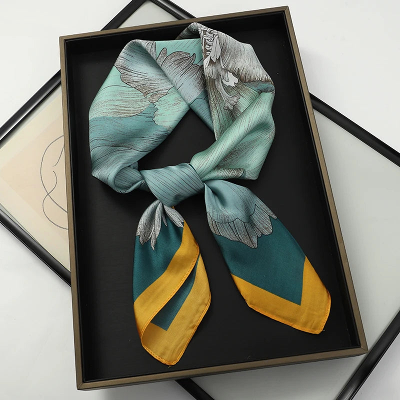 Luxury Silk Feel Scarf – Square Satin Wrap in 60 Colors for Hair, Neck & Hijab