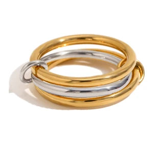 Two-Tone Four-Band Copper Ring – Hypoallergenic Stacking Style for Young Women