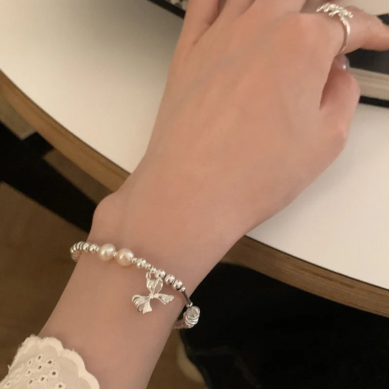 VENTFILLE 925 Silver Butterfly Bracelet – Cute Beaded String Design for Girls