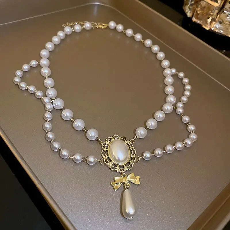 Baroque Pearl Choker – Luxury Triple-Layer Beaded Necklace for Weddings & Parties