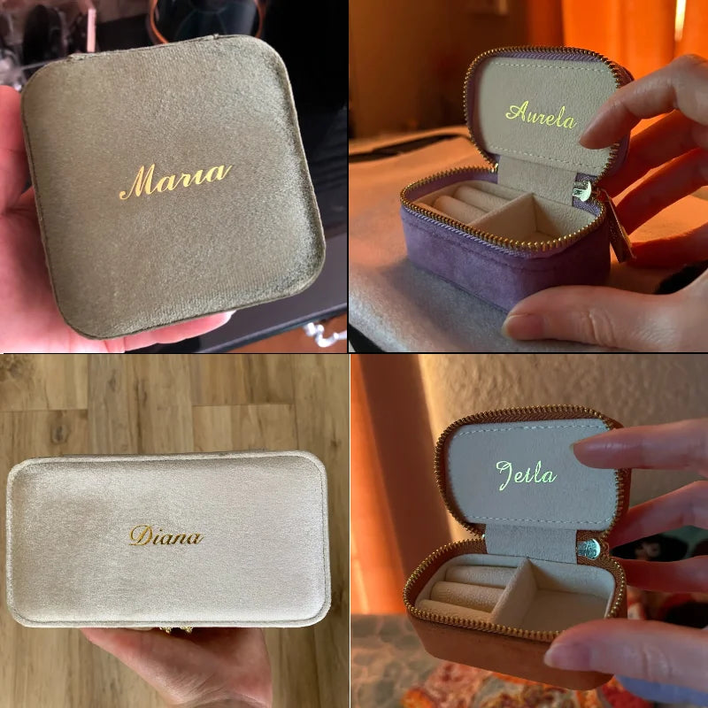 TAIMY Vintage Velvet Jewelry Box – Retro Green Travel Ring Case with Mirror