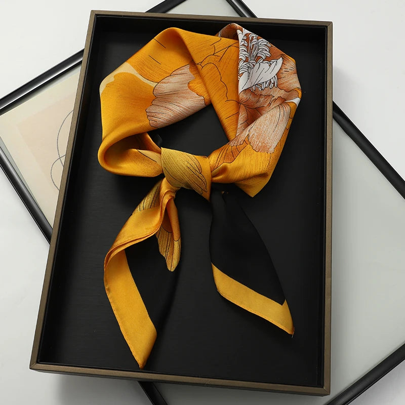 Luxury Silk Feel Scarf – Square Satin Wrap in 60 Colors for Hair, Neck & Hijab