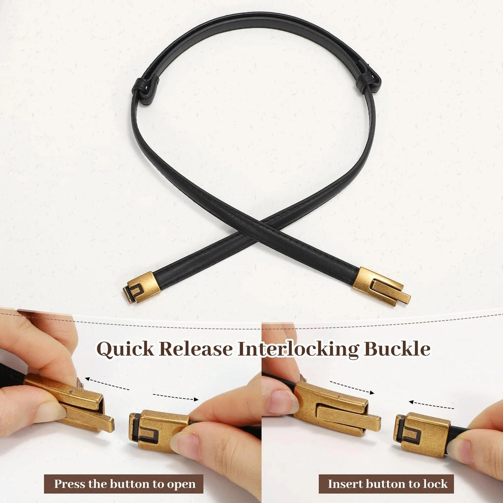 Skinny Genuine Leather Belt – Slim Adjustable Dress Waist Belt with Alloy Buckle