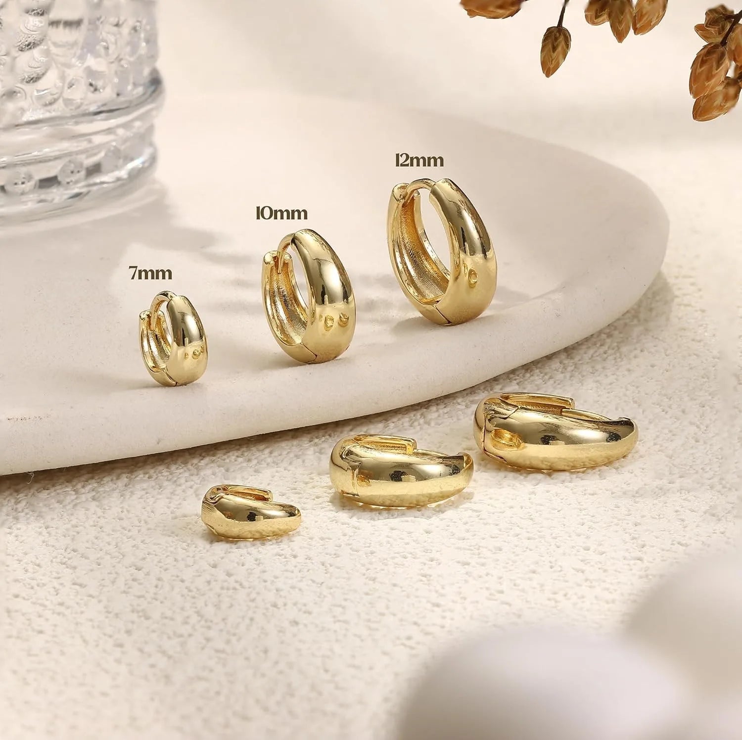 3-Pair Hoop Earring Set – Gold & Silver Plated Lightweight Hypoallergenic Huggies