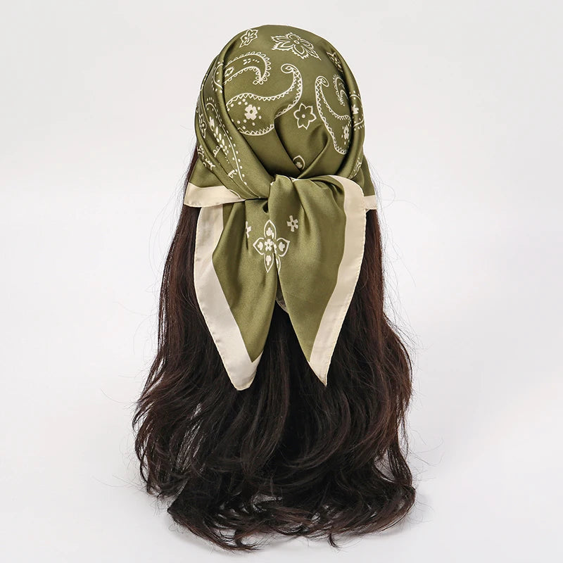 Floral Silk Hair Scarf – Elegant Spring Print Bandana for Hair, Neck & Head Styling