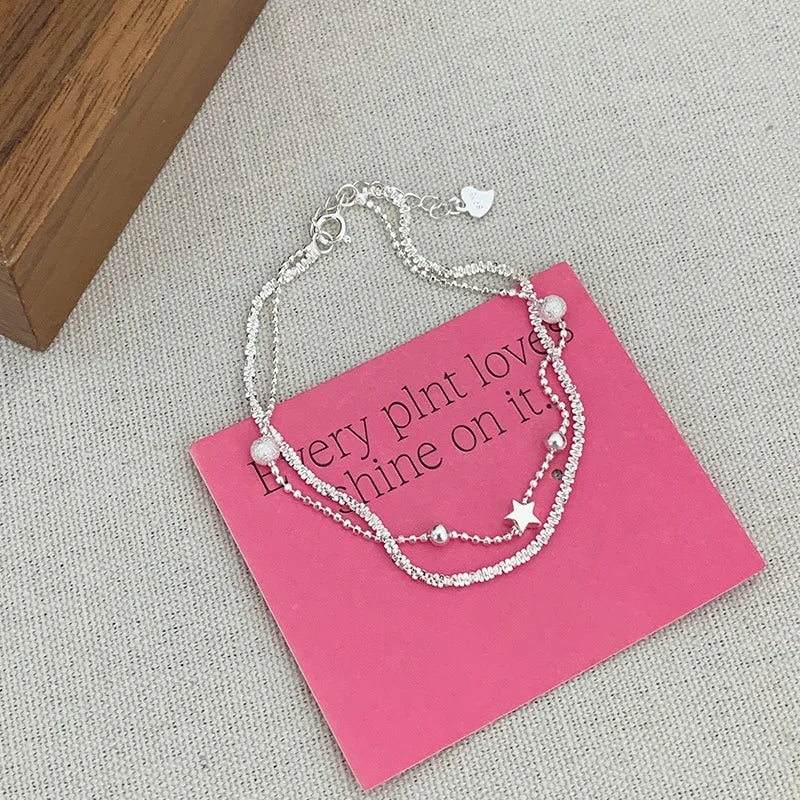 VENTFILLE 925 Silver Butterfly Bracelet – Cute Beaded String Design for Girls