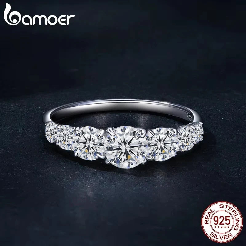 Bamoer Heart Moissanite Ring – D-Color VVS1 Lab Diamond in 925 Silver for Engagement or Wedding