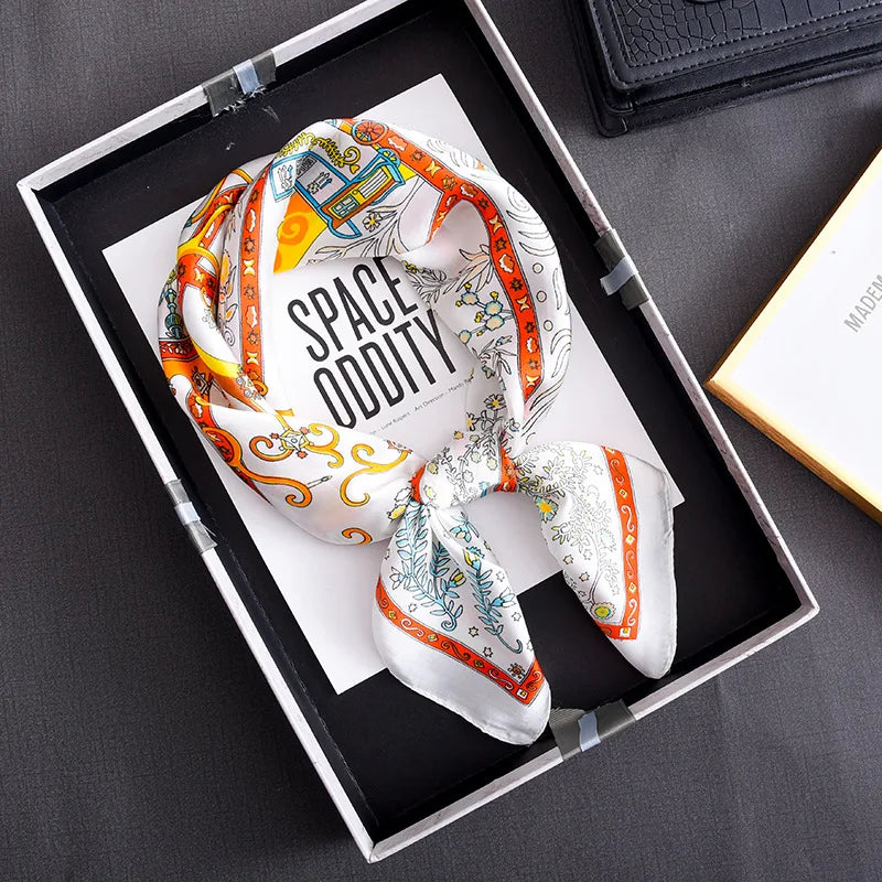 Luxury Floral Silk Scarf – Soft Satin Square Wrap for Hair, Neck & Hijab