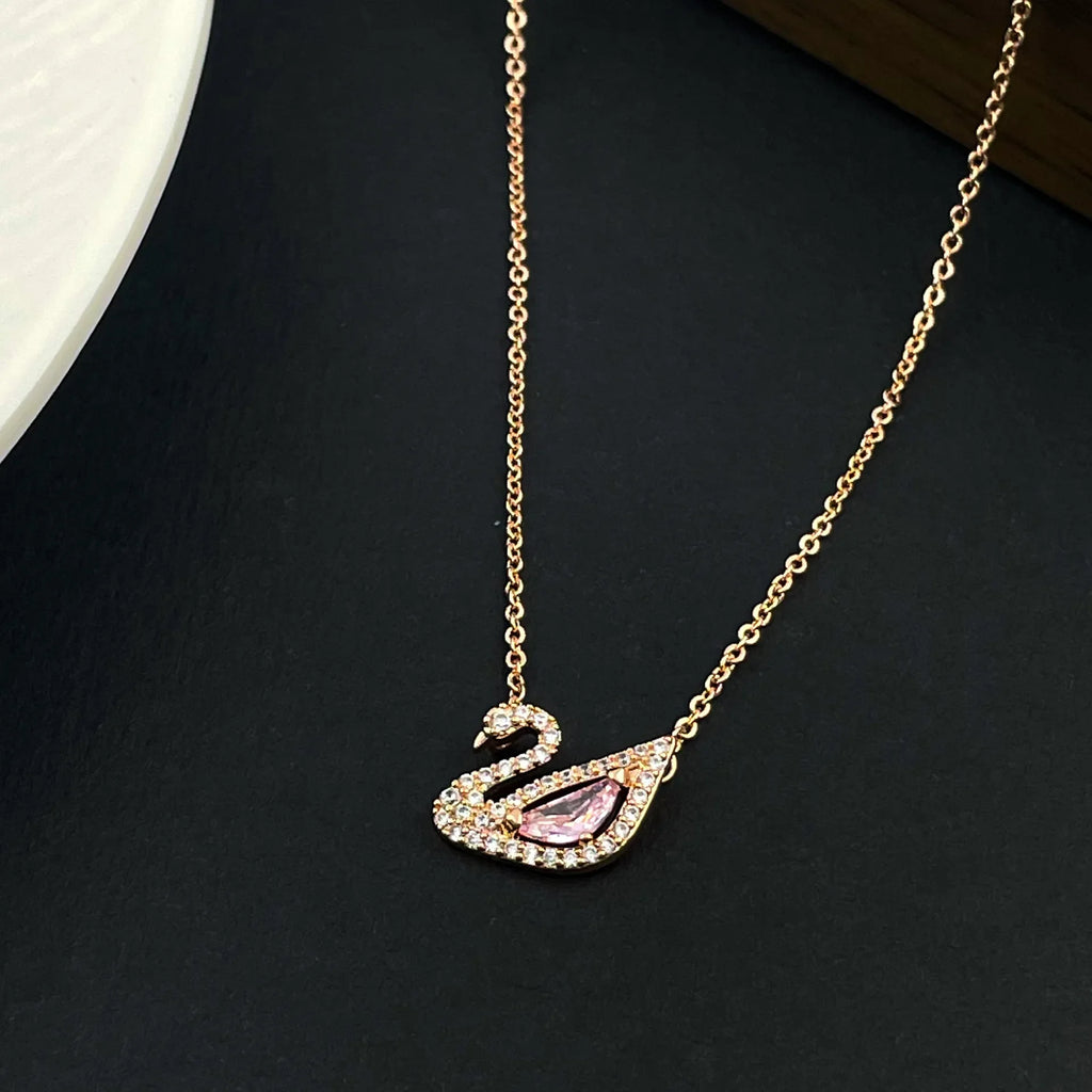 Copper Swan Necklace – Non-Fading Elegant Clavicle Chain for Women, Perfect Valentine’s Gift