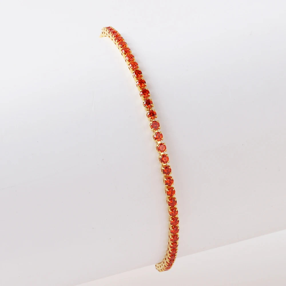 2 mm Adjustable Rainbow Tennis Bracelet – Colorful Zircon Charm for Women