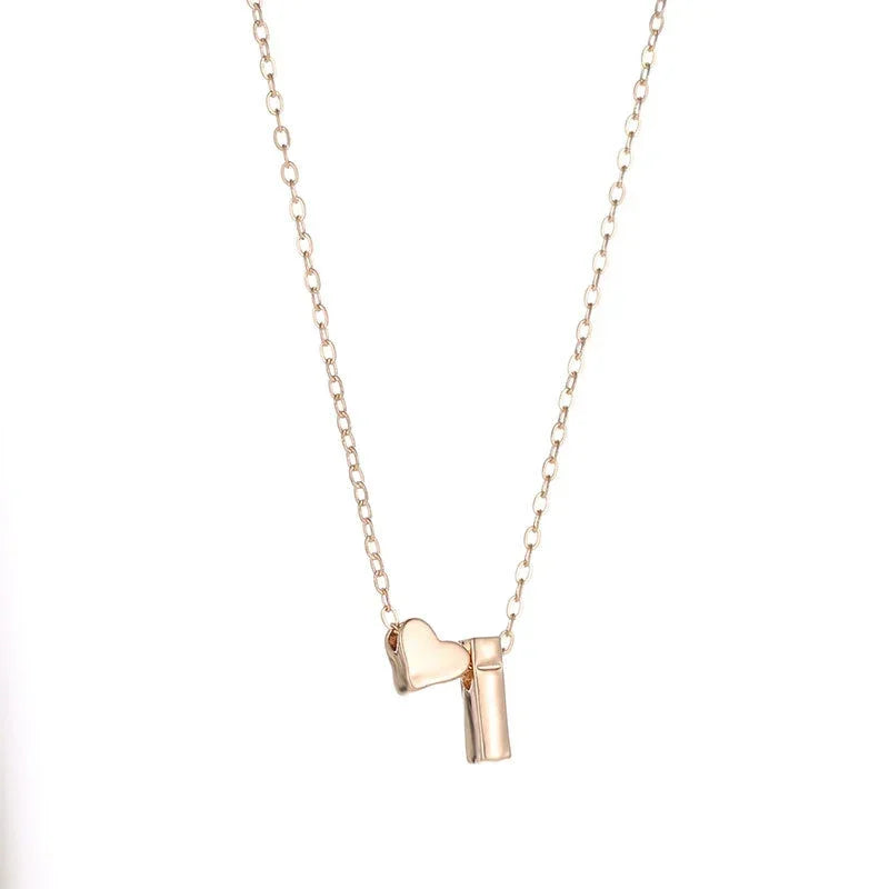 Tiny Heart Initial Necklace – Dainty Gold or Silver Letter Choker for Women