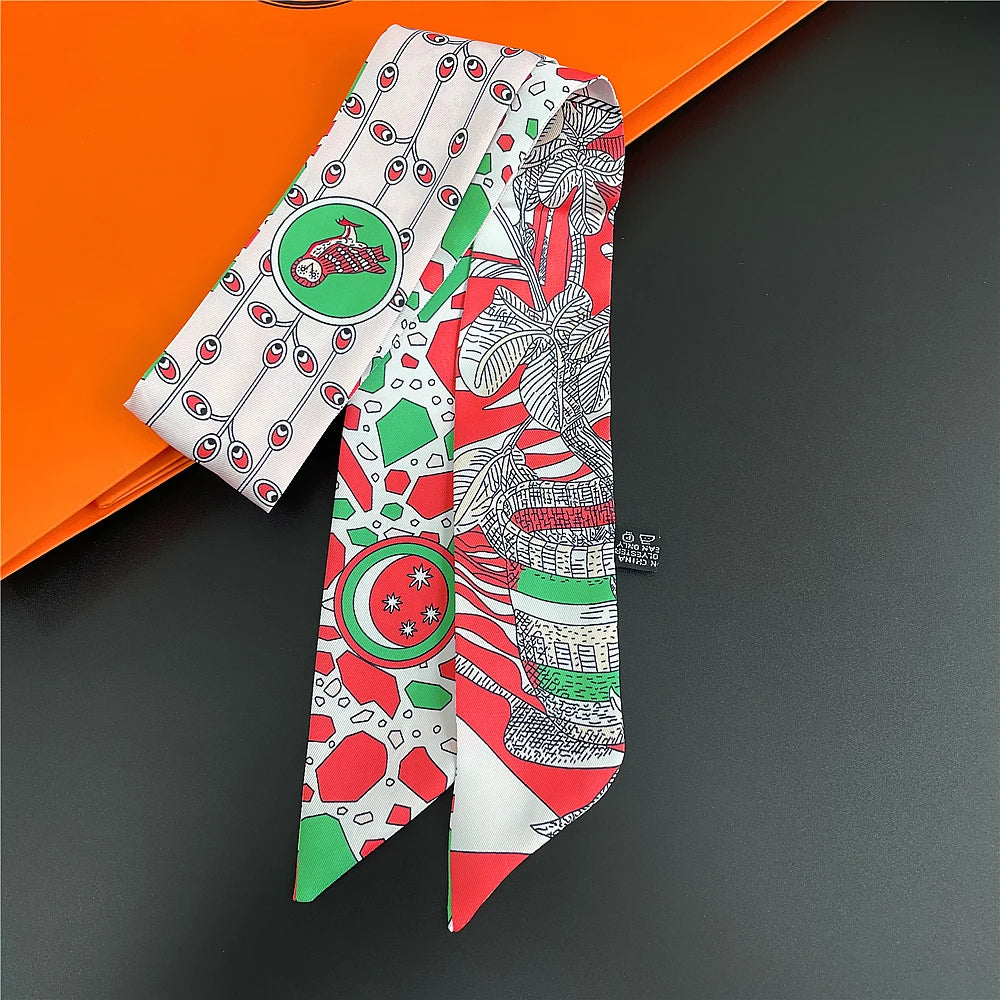 Gorgeous Saddle Print Silk Scarf – Elegant 2023 Designer Style for Hair, Bags & Neck