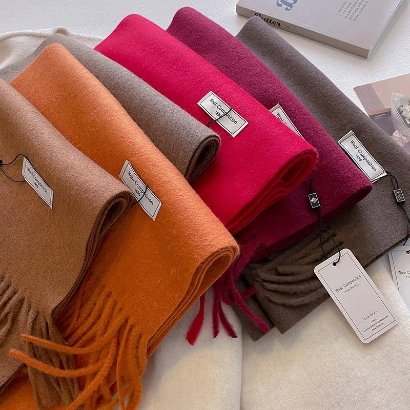 Luxury Winter Wool Scarf – Soft Cashmere Pashmina Shawl for Women, Thick & Warm 2024 Style