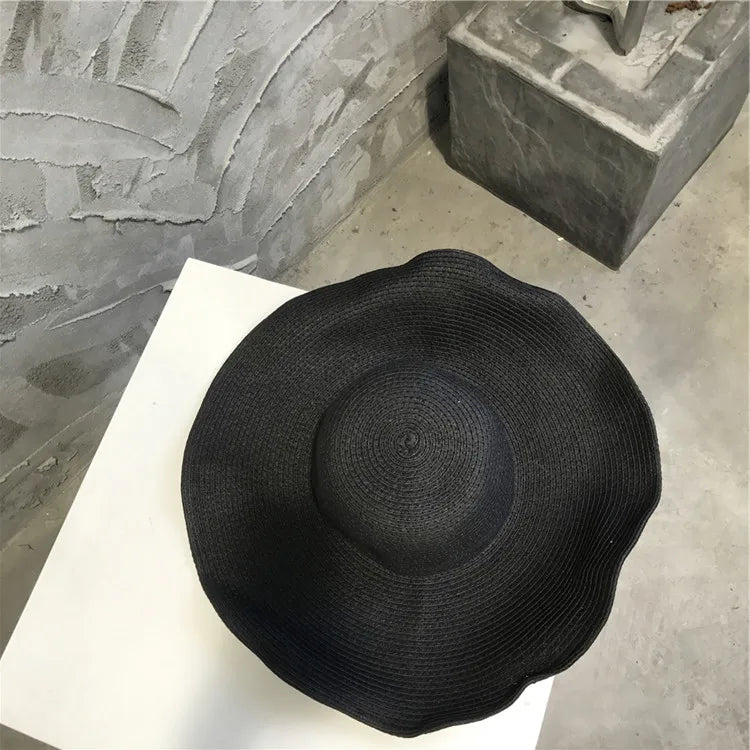 Big Brim Beach Sun Hat – Foldable Straw UV-Cut Visor for Women, Vintage Summer Style