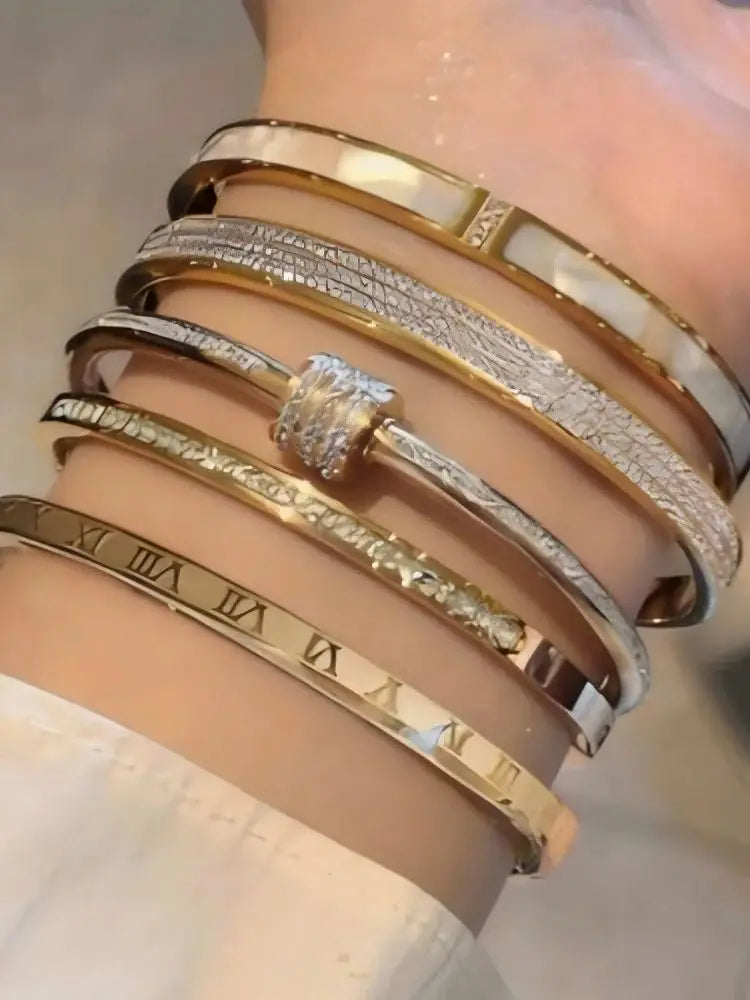 Yupsk Titanium Steel Couple Bracelet – Shiny Zircon Inlay in Gold or Silver for Him & Her