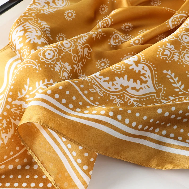 Floral Silk Hair Scarf – Elegant Spring Print Bandana for Hair, Neck & Head Styling