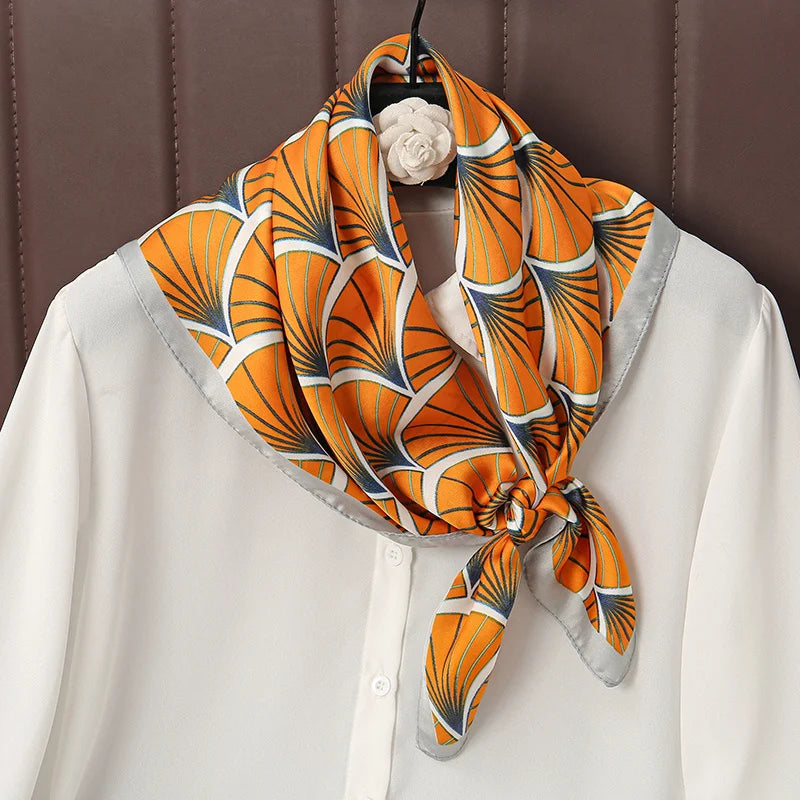 Luxury Silk Satin Scarf – 2023 Square Print Design for Women’s Hijab, Hair & Neck Styling