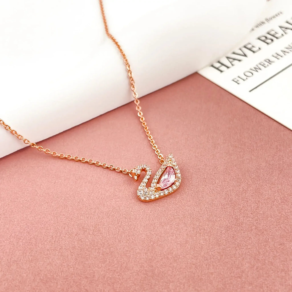 Copper Swan Necklace – Non-Fading Elegant Clavicle Chain for Women, Perfect Valentine’s Gift