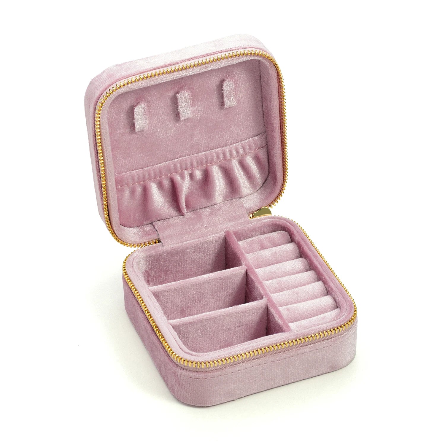 TAIMY Vintage Velvet Jewelry Box – Retro Green Travel Ring Case with Mirror