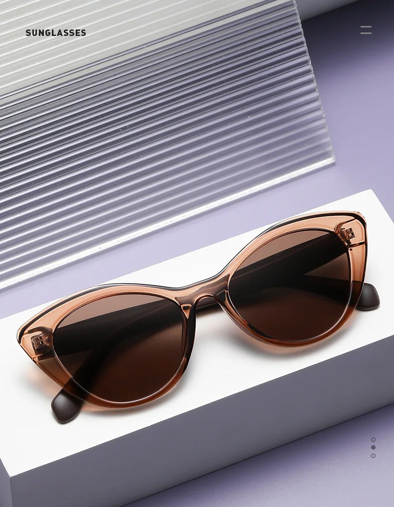 Cat Eye Sunglasses – Black & Leopard Small Frame UV400 Designer Style