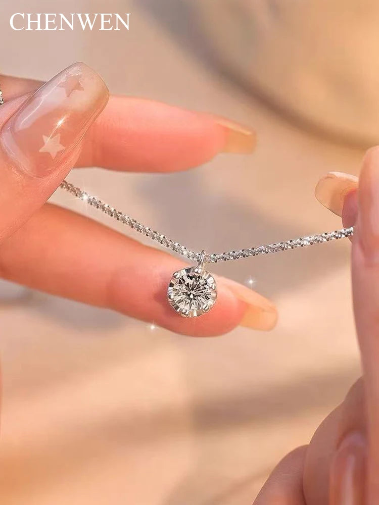 TEN CARATS S925 Moissanite Crown Necklace – VVS1 GRA-Certified Luxury Pendant for Women