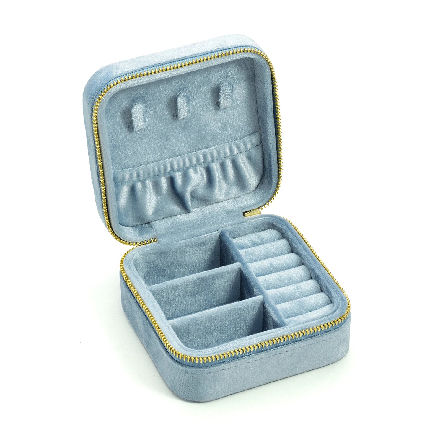 TAIMY Vintage Velvet Jewelry Box – Retro Green Travel Ring Case with Mirror