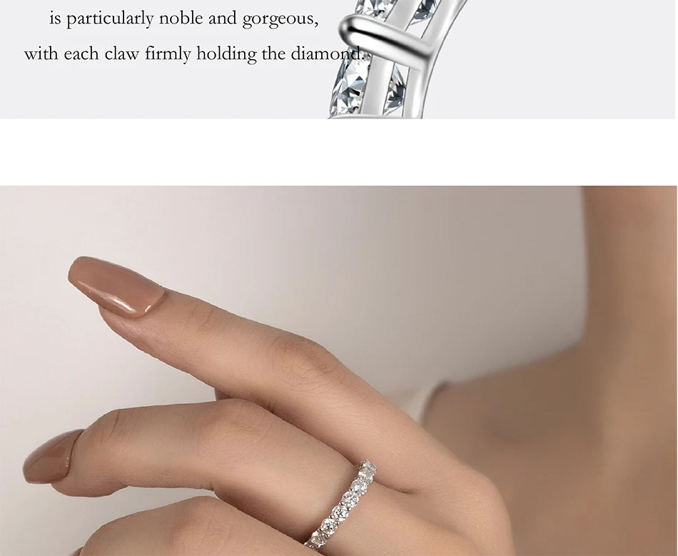 PERFANY 3 mm Full Moissanite Ring – S925 Silver Stackable Eternal Diamond-Style Luxury Band