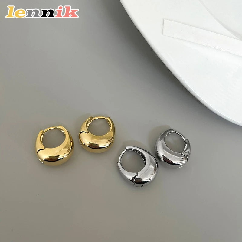 LENNIK Oval 3D Metal Earrings – Elegant, Versatile Design for Work or Casual Wear