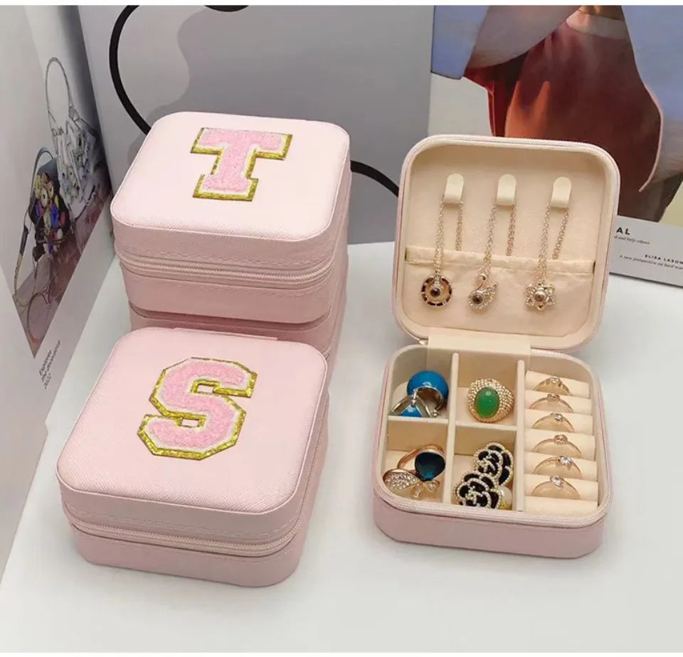 Mini Initial Jewelry Box – Personalized Travel Case, Perfect Bridesmaid or Birthday Gift