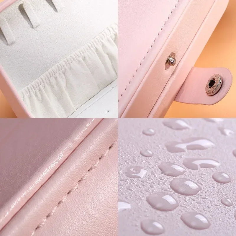 Portable Jewelry Box – Zipper Leather Travel Organizer for Earrings, Rings & Necklaces