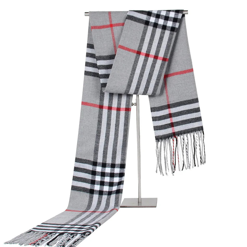 Imitation Cashmere Scarf – Warm Plaid Winter Shawl for Men & Women