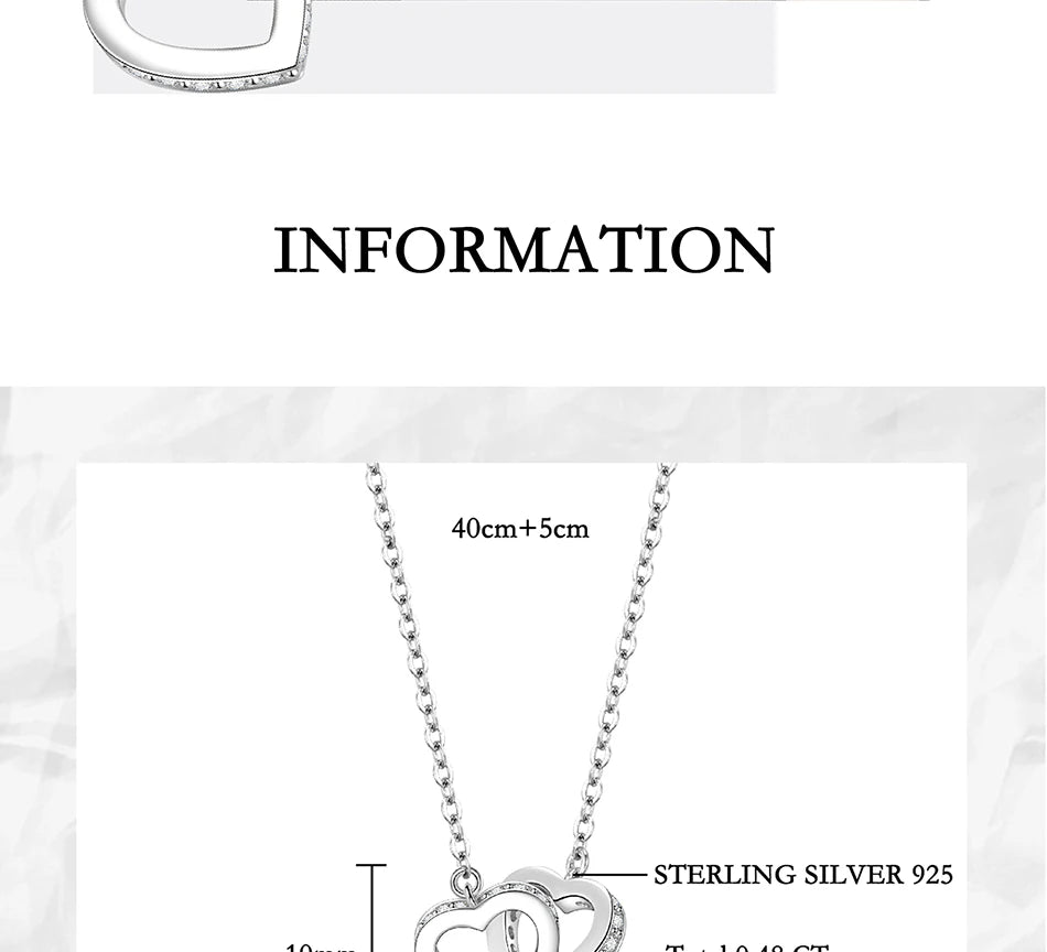 PERFANY Moissanite Double Heart Necklace – S925 Silver Luxury Lab-Diamond Pendant for Women