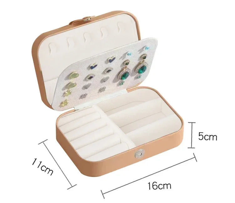 Portable Jewelry Box – Zipper Leather Travel Organizer for Earrings, Rings & Necklaces