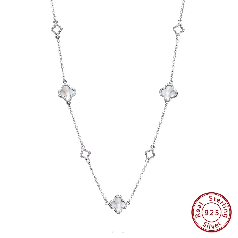 ORSA JEWELS Hollow Clover Necklace – 925 Silver Four-Flower Luxury Chain for Parties & Gifts