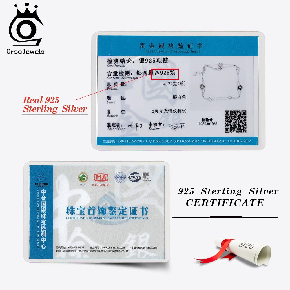 ORSA JEWELS Hollow Clover Necklace – 925 Silver Four-Flower Luxury Chain for Parties & Gifts