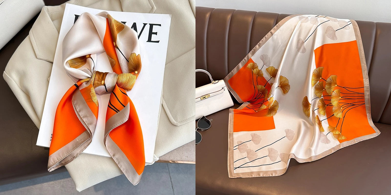 Luxury Floral Silk Scarf – Soft Satin Square Wrap for Hair, Neck & Hijab