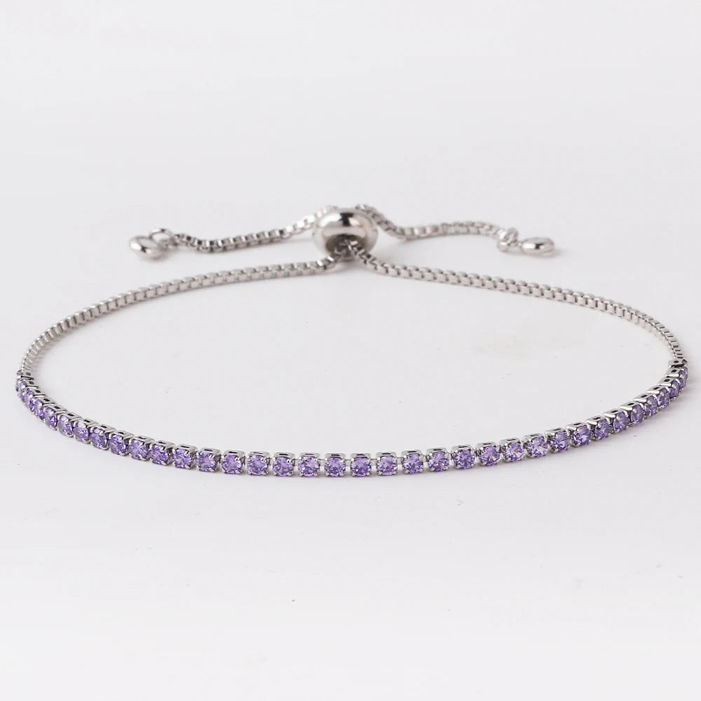 2 mm Adjustable Rainbow Tennis Bracelet – Colorful Zircon Charm for Women