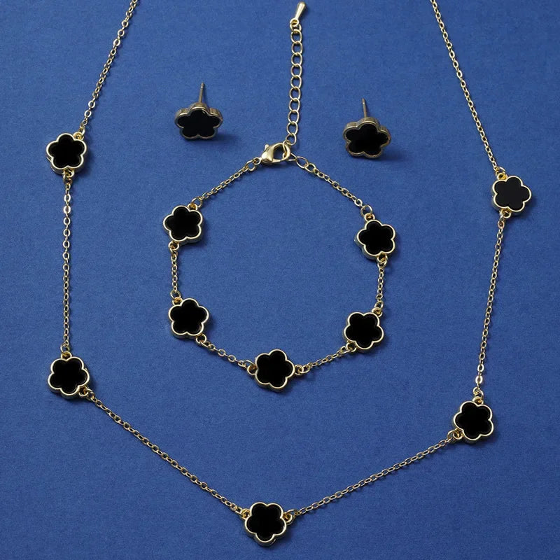 Vintage Gold Geometry Jewelry Set – Simple Circle Necklace & Earrings for Daily Wear and Parties